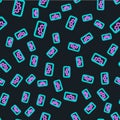 Line Software, web development, programming concept icon isolated seamless pattern on black background. Programming Royalty Free Stock Photo