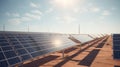 A Line of Solar Panels in the Desert Royalty Free Stock Photo