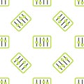 Line Sound mixer controller icon isolated seamless pattern on white background. Dj equipment slider buttons. Mixing Royalty Free Stock Photo