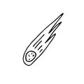 Line Space doodle comet. Hand drawn asteroid Royalty Free Stock Photo