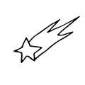 Line Space doodle comet. Hand drawn falling star Royalty Free Stock Photo