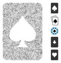 Line Spades Gambling Card Icon Vector Collage