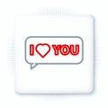 Line Speech bubble with text I love you icon isolated on white background. 8 March. International Happy Women Day Royalty Free Stock Photo