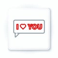 Line Speech bubble with text I love you icon isolated on white background. Valentines day. Colorful outline concept Royalty Free Stock Photo