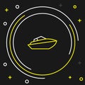 Line Speedboat icon isolated on black background. Colorful outline concept. Vector