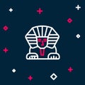 Line Sphinx - mythical creature of ancient Egypt icon isolated on blue background. Colorful outline concept. Vector