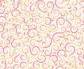 Line spiral abstract seamless pattern background.Curl ornament floral endless waves strokes.Sea aqua water swirl decoration textur Royalty Free Stock Photo