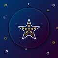 Line Starfish icon isolated on blue background. Colorful outline concept. Vector Royalty Free Stock Photo