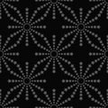 Line stars seamless pattern on black background. Vector illustration