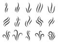 Line steam smoke. Flat black stream of soot fumes, steam cloud and smoke mark for logo symbol design. Vector fume odors