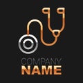 Line Stethoscope medical instrument icon isolated on black background. Colorful outline concept. Vector Royalty Free Stock Photo