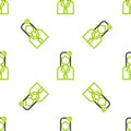 Line Stewardess icon isolated seamless pattern on white background. Vector Illustration