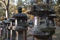 Line of stone lanterns in Kasuga Taisha Shrine in Nara Japan Royalty Free Stock Photo