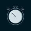 Line Stopwatch icon isolated on black background. Time timer sign. Chronometer sign. Flat filled outline style with