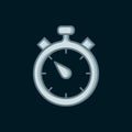 Line Stopwatch icon isolated on black background. Time timer sign. Chronometer sign. Flat filled outline style with