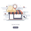 On line store concept. Icon shop online, business icon flat design. App Icons, Web Ideas Network Page, Virtual Shopping Royalty Free Stock Photo