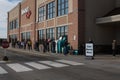 Covid-19, long line of people forced to wait to enter food store in suburban Philadelphia, PA, April 11, 2020