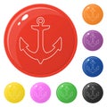 Line style anchor icons set 8 colors isolated on white. Collection of glossy round colorful buttons. Vector illustration for any Royalty Free Stock Photo