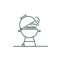 Line style barbecue icon. Sign - Brazier for cooking meat or vegetables at a picnic. Minimal illustration for