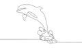 Line style dolphin illustration continuous line drawing