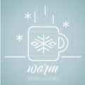 Line style emblem with stylized hot tea mug