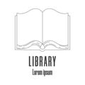 Line style icon of a book. Library, bookstore logo. Clean and modern vector illustration. Royalty Free Stock Photo