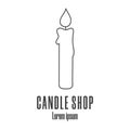 Line style icon of a candle. Religional logo. Clean and modern vector illustration. Royalty Free Stock Photo