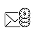 line style icon design of email and stack of coin for payment notification