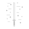 Line style icon of a katana. Samurai weapon. Ninja equipment. Logo, emblem. Clean and modern vector illustration for design, web.