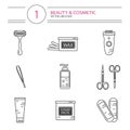 Line style icons set of beauty Royalty Free Stock Photo