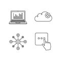 line style icons set of cloud computing, network, data analysis and user interface Royalty Free Stock Photo