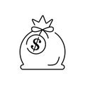 line style money boom icon isolated on white background. Boycott, business war, trade war icon EPS 10. Sack dollar label