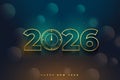 line style 2026 new year clock background with bokeh effect Royalty Free Stock Photo