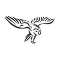 Line style owl bird hand drawn illustration Royalty Free Stock Photo