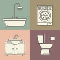 Line style plumbing pattern. Thin line background for plumbing service. Bathroom illustration