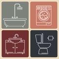 Line style plumbing pattern. Thin line background for plumbing service. Bathroom illustration