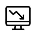 Line Style Simple Falling Chart on Monitor Display Icon Symbol Royalty Free Stock Photo