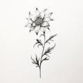 Minimalistic Flower Tattoo: Chrysanthemum Drawing On Paper Royalty Free Stock Photo