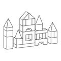 Line style toy building tower illustration for coloring book