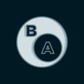 Line Subsets, mathematics, a is subset of b icon isolated on black background. Flat filled outline style with shadow