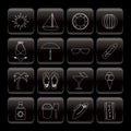 Line Summer and Holiday Icons Royalty Free Stock Photo