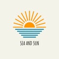 line of sun and sea minimal logo Royalty Free Stock Photo