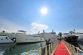 Line of super luxury yachts at the Singapore Yacht Show 2013