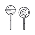 Line sweets candy lollipop sugar dessert icon set. Happy birthday. Party celebration, holidays event, carnival element