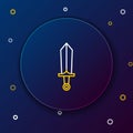 Line Sword for game icon isolated on blue background. Colorful outline concept. Vector