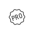 Line Symbol as Text PRO Abbreviation for Professionalism or Professional Vocational, Occupational, Pros. Icon in Outline