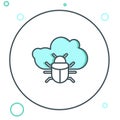 Line System bug on a cloud icon isolated on white background. Cloud computing design concept. Digital network connection Royalty Free Stock Photo