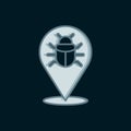 Line System bug concept icon isolated on black background. Code bug concept. Bug in the system. Bug searching. Flat