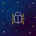 Line System bug concept icon isolated on blue background. Code bug concept. Bug in the system. Bug searching. Colorful Royalty Free Stock Photo