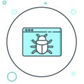 Line System bug concept icon isolated on white background. Code bug concept. Bug in the system. Bug searching. Colorful